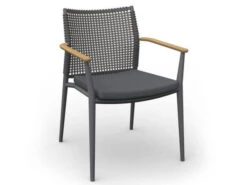 Vera Stapelsessel Anthracite Mit Teak-Armlehne Inkl. Kissen