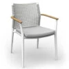 Vera Stapelsessel White Mit Teak-Armlehne Inkl. Kissen -Gartenmöbel Verkäufe solpuri vera stapelsessel alu white string flex white grey 627x627