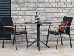 Alu Stapelsessel Oriental Teak Anthrazit|anthrazit -Gartenmöbel Verkäufe stapelsessel garten oriental teak anthrazit ambientebild 627x627