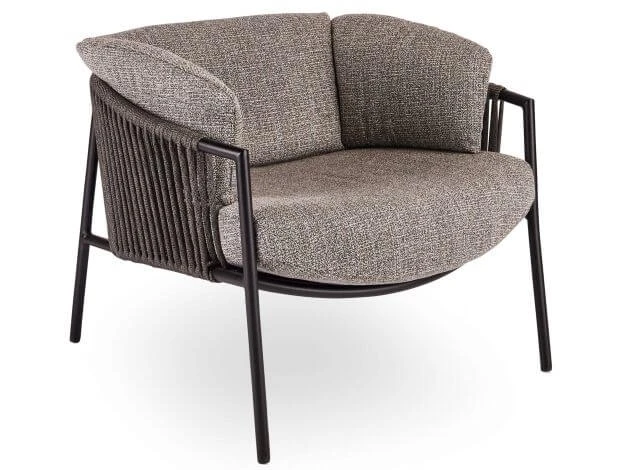 Loungesessel Zoe Alu Schwarz Matt Kordel Basalt Stoff Mélange Grau 3 Loungesessel Zoe Alu Schwarz Matt Kordel Basalt Stoff Mélange Grau