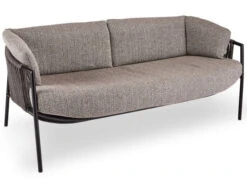 Lounge-Sofa 2,5-Sitzer Zoe Alu Schwarz Matt Kordel Basalt Stoff Mélange Grau