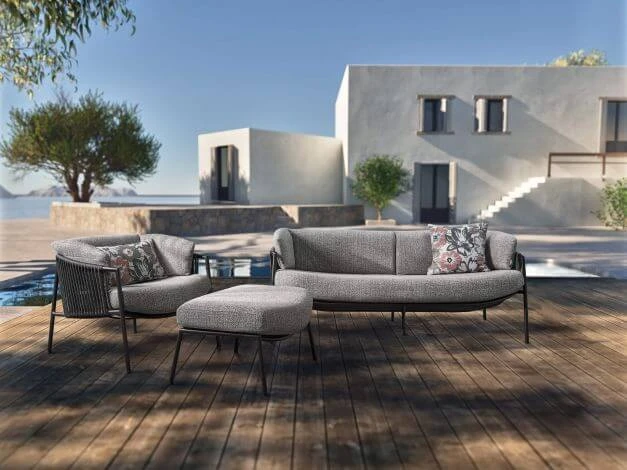 Loungesessel Zoe Alu Schwarz Matt Kordel Basalt Stoff Mélange Grau 6 Loungesessel Zoe Alu Schwarz Matt Kordel Basalt Stoff Mélange Grau – Bild 4