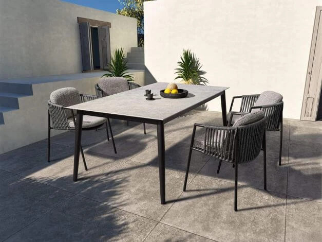 Gartensessel Zoe Alu Schwarz Matt Kordel Basalt Stoff Mélange Grau 5 Gartensessel Zoe Alu Schwarz Matt Kordel Basalt Stoff Mélange Grau – Bild 3