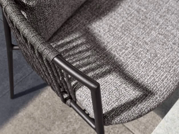 Gartensessel Zoe Alu Schwarz Matt Kordel Basalt Stoff Mélange Grau 8 Gartensessel Zoe Alu Schwarz Matt Kordel Basalt Stoff Mélange Grau – Bild 6