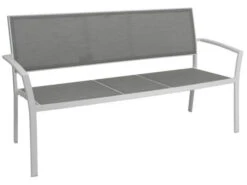 Allround 2,5-Sitzer Bank Alu Weiß Mit Textilenbezug Silber