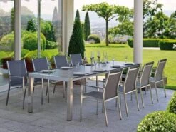 Doppel-Ausziehtisch Standard Edelstahl Silverstar 174-254x90cm -Gartenmöbel Verkäufe stern ausziehtisch edelstahl silverstar 627x627