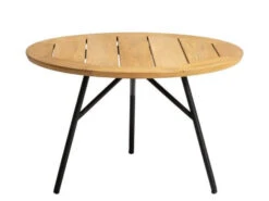 Frida Beistelltisch Alu Schwarz Matt Teakholz Ø65x42cm