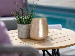 Frida Beistelltisch Alu Schwarz Matt Teakholz Ø65x42cm -Gartenmöbel Verkäufe stern frida beistelltisch alu teakholz 415550 4415551 detailbild 2 627x627