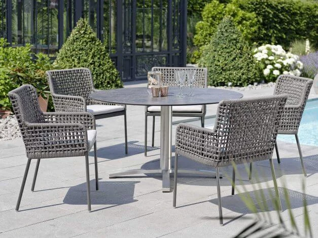 Edelstahl Gartentisch Ø134cm HPL Silverstar 5 Edelstahl Gartentisch Ø134cm HPL Silverstar – Bild 3