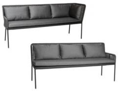 Loungeset Greta Dining Ecke Links Alu Anthrazit Synthetikfaser Platin