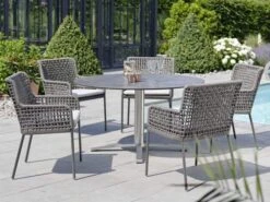 Greta Diningsessel Alu Synthetikfaser Anthrazit|platin -Gartenmöbel Verkäufe stern greta sessel anthrazit platin 418491 ambientebild 1 627x627