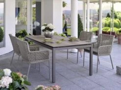 Greta Diningsessel Alu Synthetikfaser Champagner|ecru -Gartenmöbel Verkäufe stern greta sessel champagner ecru 416591 ambientebild 2 627x627