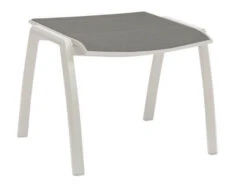 Hocker Kari Alu Weiß Textilenbezug Silber