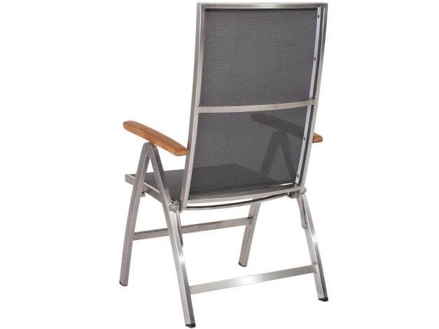 Klappsessel Cardiff Silbergrau Teakarmlehnen 4 Klappsessel Cardiff Silbergrau Teakarmlehnen – Bild 2