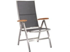 Klappsessel Cardiff Silbergrau Teakarmlehnen