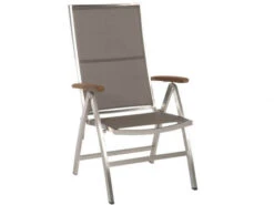 Klappsessel Cardiff Taupe Teakarmlehnen