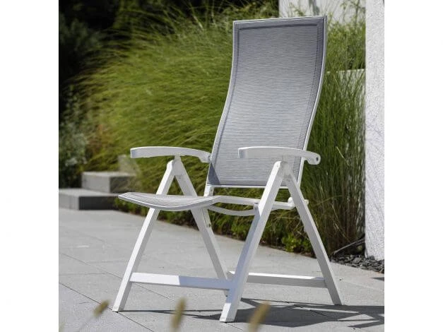 Klappsessel Kari Alu Weiß Textilenbezug Silber 4 Klappsessel Kari Alu Weiß Textilenbezug Silber – Bild 2