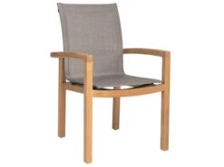 Leah Sessel Teak Mit Textilenbezug Leinen Grau