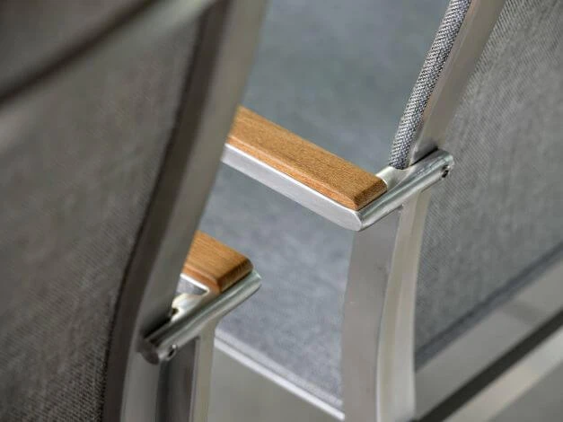 Stapelsessel Mika Teak Edelstahl Textilenbezug Leinen Grau 8 Stapelsessel Mika Teak Edelstahl Textilenbezug Leinen Grau – Bild 6