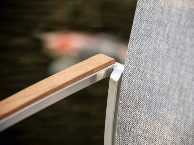 Stapelsessel Mika Teak Edelstahl Textilenbezug Leinen Grau 9 Stapelsessel Mika Teak Edelstahl Textilenbezug Leinen Grau – Bild 7