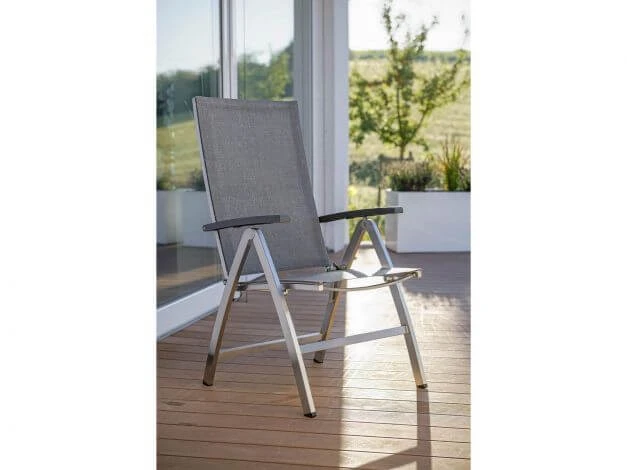 Klappsessel Mika Edelstahl Textilenbezug Leinen Grau 7 Klappsessel Mika Edelstahl Textilenbezug Leinen Grau – Bild 5