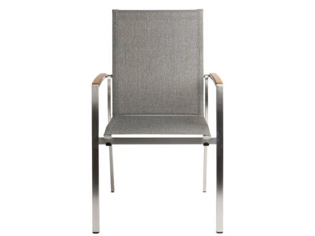 Stapelsessel Mika Teak Edelstahl Textilenbezug Leinen Grau 6 Stapelsessel Mika Teak Edelstahl Textilenbezug Leinen Grau – Bild 4