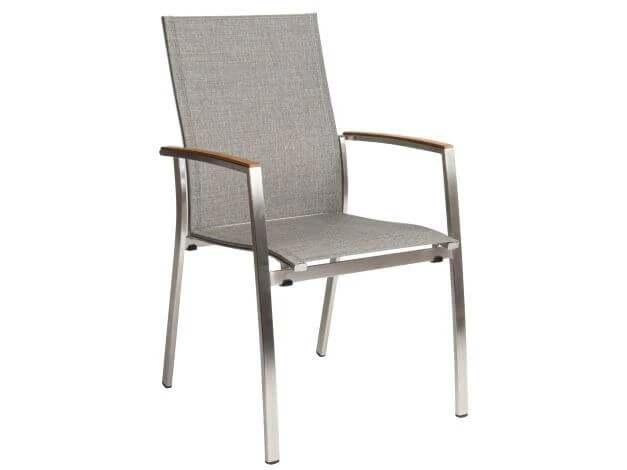 Stapelsessel Mika Teak Edelstahl Textilenbezug Leinen Grau 3 Stapelsessel Mika Teak Edelstahl Textilenbezug Leinen Grau