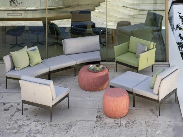 Pouf Ø70/79x41cm Outdoorstoff 5 Pouf Ø70/79x41cm Outdoorstoff – Bild 3