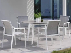 Stapelsessel Kari Alu Weiß Mit Textilenbezug Silber -Gartenmöbel Verkäufe stern stapelsessel kari weiss silber ambientebild 3 627x627