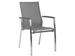 Stapelsessel Mika Edelstahl Textilenbezug Leinen Grau