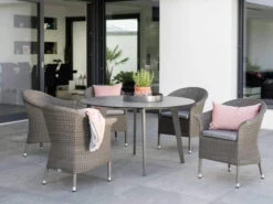 Gartentisch Ø134cm HPL Aluminium Graphit -Gartenmöbel Verkäufe stern tisch rund 134cm alu graphit ambientebild 627x627