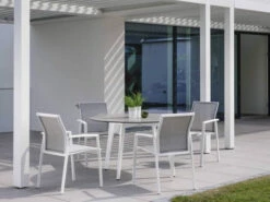 Gartentisch Ø134cm HPL Aluminium Weiß -Gartenmöbel Verkäufe stern tisch rund 134cm alu weiss ambientebild 627x627