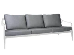 Vanda 3-Sitzer Sofa Weiß Mit Auflage Seidengrau