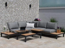 Suns Lounge Set Memphis 4-teilig Alu Matt Royal Grey Teak -Gartenmöbel Verkäufe suns memphis loungeset alu matt royal grey sunproof ambientebild 6 627x627 1
