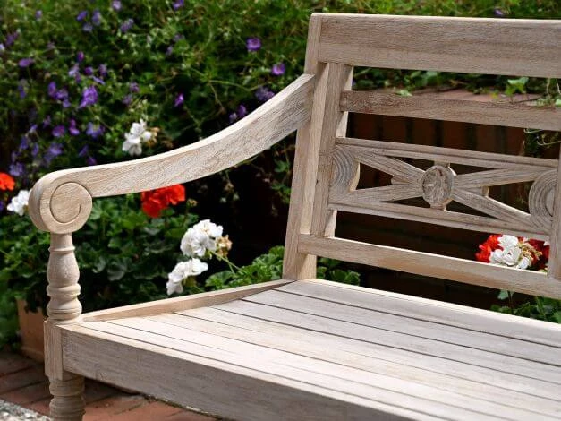 Gartenbank Ornament 2-Sitzer White Washed 4 Gartenbank Ornament 2-Sitzer White Washed – Bild 2