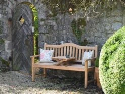 3-Sitzer Teakholz Gartenbank Brighton Mit Klapptisch -Gartenmöbel Verkäufe teakholz gartenbank mit beistelltisch brighton ambientebild 627x627