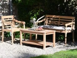 Teak Holz Gartensessel Sanur Ornament -Gartenmöbel Verkäufe teakholz gartenmoebel sanur ambientebild set 627x627 2