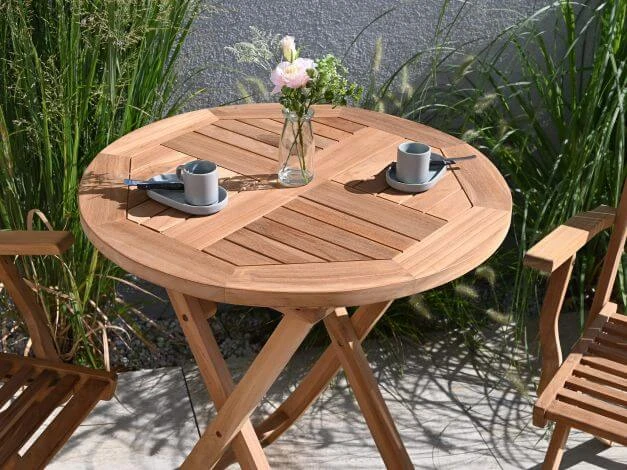 Teakholz Klapptisch Rund Hampton Ø70cm 5 Teakholz Klapptisch Rund Hampton Ø70cm – Bild 3
