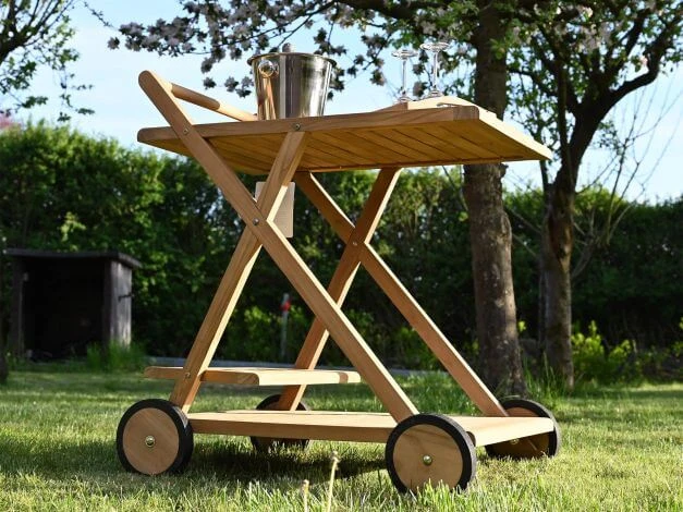 Teakholz Servierwagen Golden Trolley James 4 Teakholz Servierwagen Golden Trolley James – Bild 2