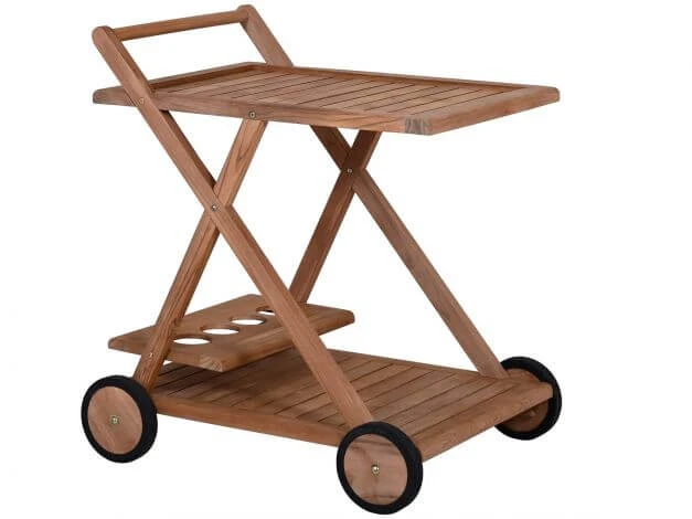 Teakholz Servierwagen Golden Trolley James 3 Teakholz Servierwagen Golden Trolley James