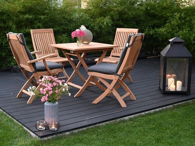 Teakholz Klapptisch Milano Premium 80x80cm 5 Teakholz Klapptisch Milano Premium 80x80cm – Bild 3