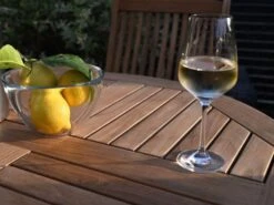 Teakholz Klapptisch Milano Premium Ø90cm -Gartenmöbel Verkäufe teakholz klapptisch milano rund 90cm ambientebild 2 627x627