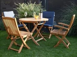Teakholz Klapptisch Milano Premium Ø90cm -Gartenmöbel Verkäufe teakholz klapptisch milano rund 90cm ambientebild 627x627