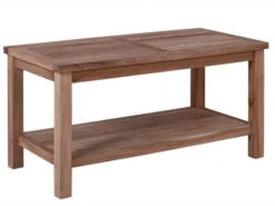 Teakholz Lounge Beistelltisch Doppelstock 100x50cm