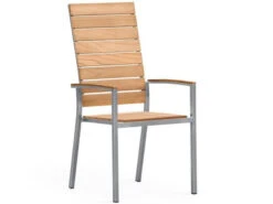 Stapelsessel Valis Highback Teakholz Edelstahl Gebürstet