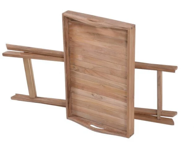 Teakholz Tablett Mit Ständer Silfia 5 Teakholz Tablett Mit Ständer Silfia – Bild 3