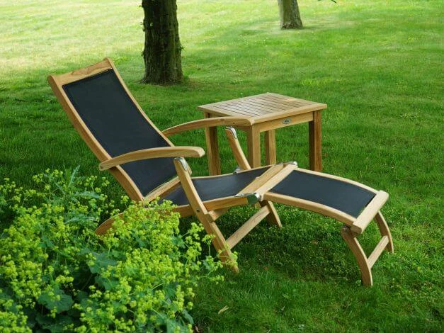 Deckchair Fairchild Teak Textilene® Schwarz 7 Deckchair Fairchild Teak Textilene® Schwarz – Bild 5