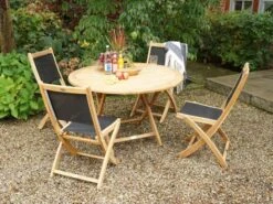 Klappstuhl Fairchild Teak Textilene® Schwarz -Gartenmöbel Verkäufe teakholz textilene klappstuhl fairchild ambientebild 2 627x627
