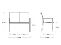 Aluminium Gartenbank Leona 2-Sitzer Anthrazit|dark-smoke -Gartenmöbel Verkäufe technische zeichnung aluminium gartenbank leona 2 sitzer 627x627 1