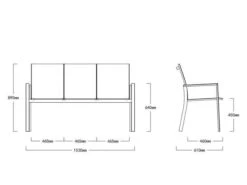 Aluminium Gartenbank Leona 3-Sitzer Anthrazit|dark-smoke -Gartenmöbel Verkäufe technische zeichnung aluminium gartenbank leona 3 sitzer 627x627 1